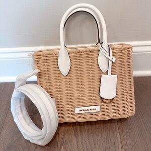 Michael Kors Tan Woven Handbag with White Accents